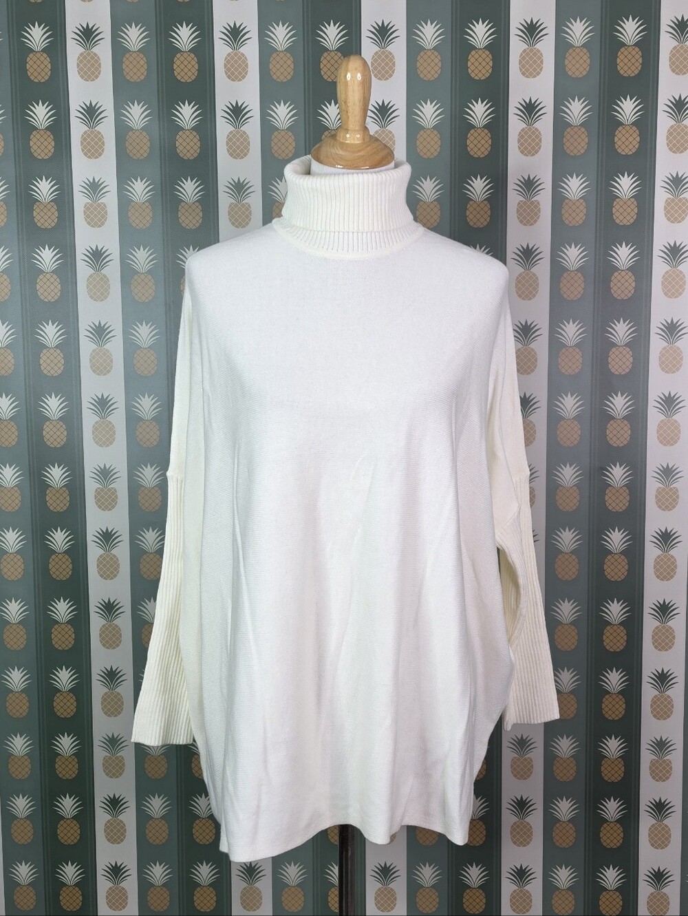 Joseph A Boxy Turtleneck Rib-Sleeve Knit Top